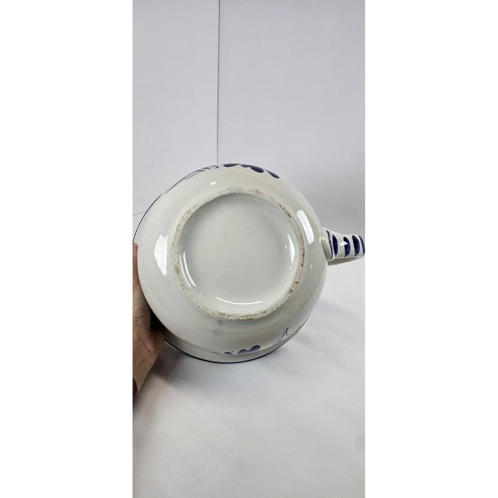 Vintage Blue Floral Handled‎ Soup Bowl Ceramic Serving Dish Farmhouse Kitchen